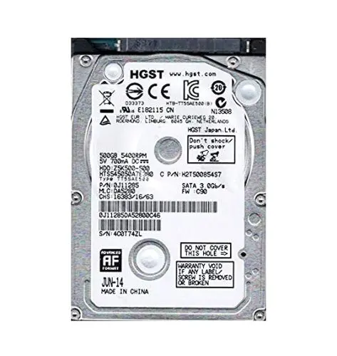 0J11285 Hitachi TravelStar Z5K500 500GB 5400RPM SATA 3Gb/s 8MB Cache 2.5-inch Hard Drive