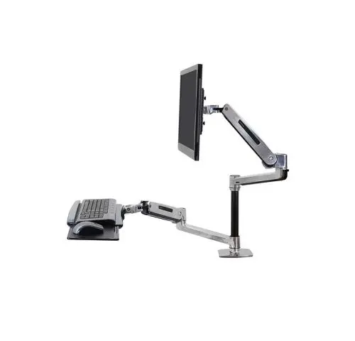 45-405-026 Ergotron WorkFit-LX, Standing Desk Mount System Sit-Stand Desk Arm - Polished Aluminum