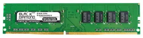BD8G2400MQ22 Black Diamond 8GB DDR4-2400MHz PC4-19200 Non-ECC Unbuffered UDIMM CL17 2Rx8 1.2V 288-Pin Memory Module 