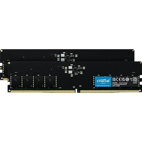 CT2K16G48C40U5 Crucial 32GB Kit (2x16GB) DDR5-4800MHz PC5-38400 Non-ECC Unbuffered UDIMM CL40 1Rx8 1.1V 288-Pin Memory Module