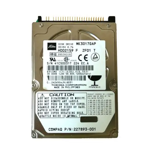 MK3017GAP Toshiba 30GB 4200RPM IDE/ATA 2MB Cache 2.5-Inch Hard Drive