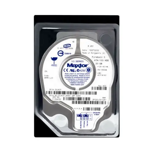 2F020J0 Maxtor Fireball 3 20GB 5400RPM IDE Ultra ATA/133 (ATA-7) 2MB Cache 3.5-Inch Hard Drive