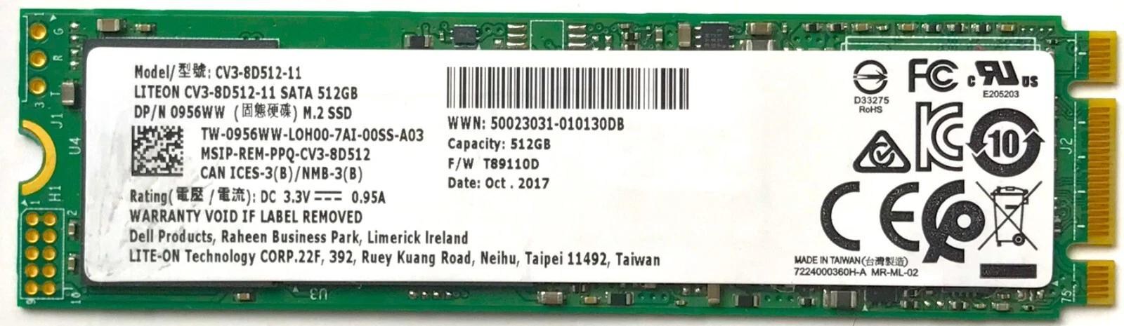 CV3-8D512-11 Lite-On 512GB Multi-Level Cell SATA 6Gb/s M.2 2280 Solid State Drive for Latitude Notebooks