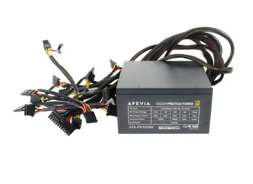 ATX-PR1000W Apevia 1000-Watts 115-230V 50-60Hz 80-Plus Gold 24-Pin ATXV12 Power Supply