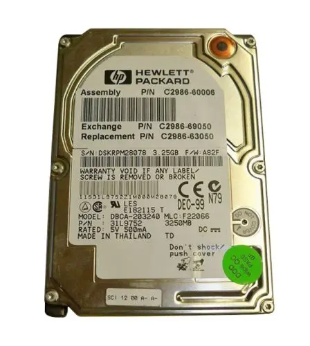 C2986-61009 HP 2.1GB 4200RPM IDE 2.5-inch Internal EIO Printer Hard Drive for LaserJet 8500 Series Printer