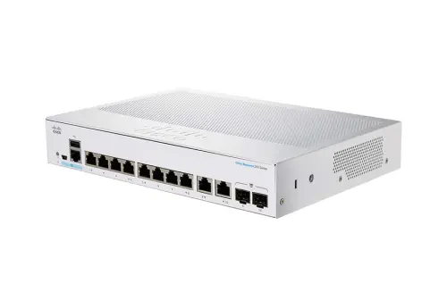 CBS250-8T-E-2G Cisco Business 250 Series 8 x Ports 1000Base-T + 2 x Ports Combo SFP 1U Rack-mountable Layer 3 Managed Smart Network Switch