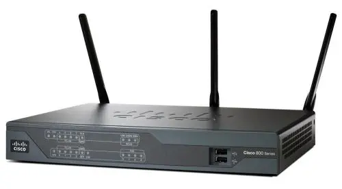 CISCO867W-GN-A-K9 Cisco 860 Series IEEE 802.11n 2.4GHz 4 x LAN Ports 100Base-TX 3 x Antennas Integrated Services Router
