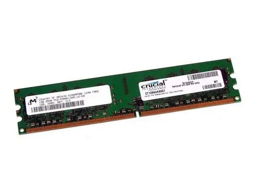 CT12864AA667.M8FJ1 Crucial 1GB DDR2-667MHz PC2-5300 Non-ECC Unbuffered UDIMM CL5 2Rx8 1.8V 240-Pin Memory Module 