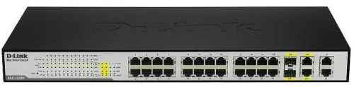 DES-1228P D-Link 24 x Ports PoE 10/100Base-TX + 2 x Ports Combo RJ-45/SFP Layer 2 Fast Ethernet Web Smart Network Switch
