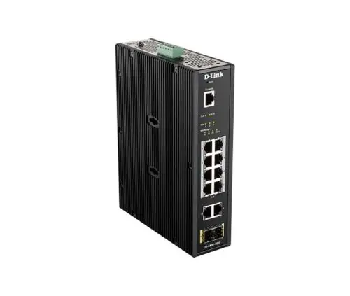 DIS-200G-12PS D-Link 8 x 10/100/1000Base-T PoE+ Ports, 2x 10/100/1000Base-T Ports, 2 x SFP Ports Industrial Gigabit Smart Managed PoE Network Switch