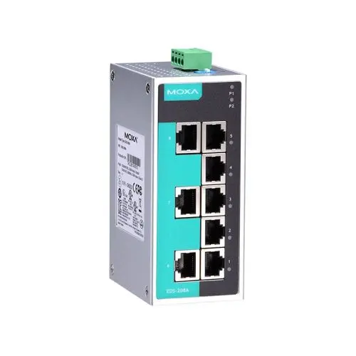 EDS-208A Moxa Unmanaged with 8 10/100BaseT(X) ports, -10 to 60°C operating temperature Ethernet switch