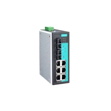 EDS-408A-MM-SC Moxa Entry-level managed with 6 10/100BaseT(X) ports, and 2 100BaseFX multi-mode ports with SC connectors, -10 to 60°C operating temperature Ethernet switch