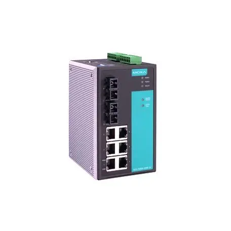 EDS-508A-SS-SC Moxa Managed with 6 10/100BaseT(X) ports, and 2 100BaseFX single-mode ports with SC connectors, -10 to 60°C operating temperature Ethernet switch