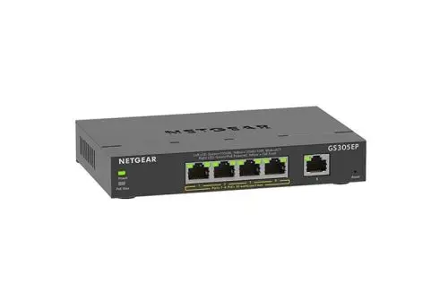 GS305EP Netgear 4 x Ports PoE 10/100/1000Base-T + 1 x Ports 10/100/1000Base-T Layer 3 Managed Desktop Gigabit Ethernet Network Switch