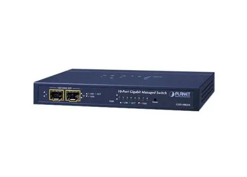 GSD-1002M Planet 8 x Ports 10/100/1000Base-T + 2 x Ports SFP Layer 2 Managed Desktop Gigabit Ethernet Network Switch