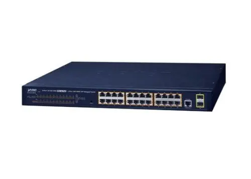 GS-4210-24P2S Planet 24 x Ports PoE+ 1000Base-T + 2 x Ports SFP Layer 2 1U Rack-Mountable Managed Gigabit Ethernet Network Switch