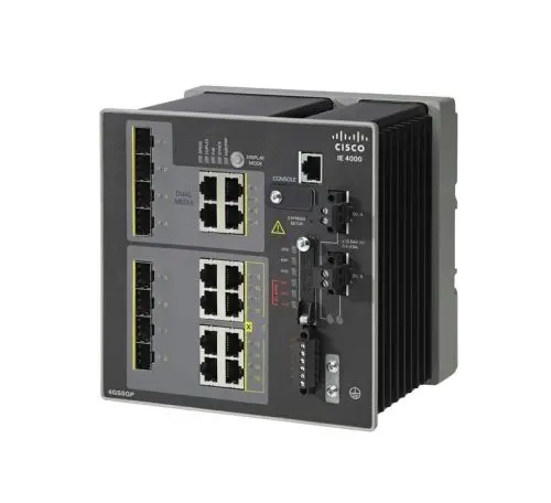 IE40004GS8GP4GE-RF Cisco Industrial Ethernet 4000 Series 8 x Ports 10/100/1000Base-T + 8 x Ports PoE+ 10/100/1000Base-T + 4 x Ports SFP + 4 x Combo SFP Layer 3 Managed Gigabit Ethernet Network Switch