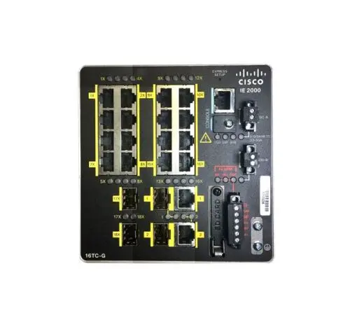 IE-2000-16TC-GE-RF Cisco Industrial Ethernet 2000 Series 16 x Ports 10/100Base-TX + 2 x SFP Ports Layer 2 Managed Rail-mountable Fast Ethernet Network Switch