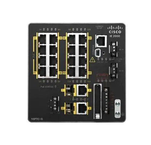 IE-2000-16TC-L-RF Cisco Industrial Ethernet IE 2000 Series 16 x Ports RJ-45 10/100Base-TX + 2 x FE Combo SFP Ports + 2 x SFP FE Ports Layer 2 Managed DIN Rail Mount Fast Ethernet Network Switch