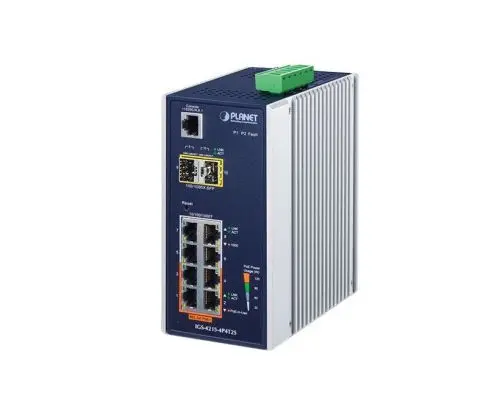 IGS-4215-4P4T2S Planet 4 x Ports PoE+ 10/100/1000Base-T + 4 x Ports 1GbE RJ-45 + 2 x Ports SFP Layer 2 Rail-Mountable Managed Gigabit Ethernet Industrial Network Switch