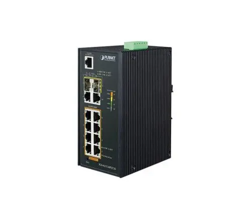 IGS-4215-8P2T2S Planet 8 x Ports PoE+ 10/100/1000Base-T + 2 x Ports 1GbE RJ-45 + 2 x Ports SFP Layer 2 Rail-Mountable Managed Gigabit Ethernet Industrial Network Switch