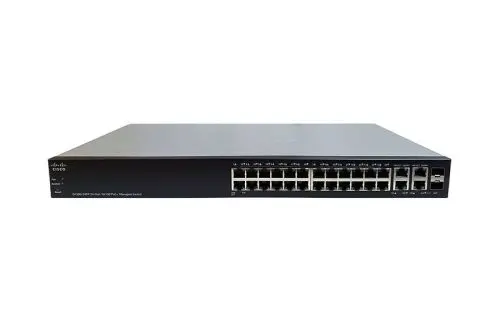 SF300-24PP Cisco Small Business 300 Series SF300-24PP 24 x Ports PoE+ 10/100Base-T + 2 x Ports SFP + 2 x Ports Combo SFP (Mini-GBIC) Layer 3 Managed Fast Ethernet Network Switch