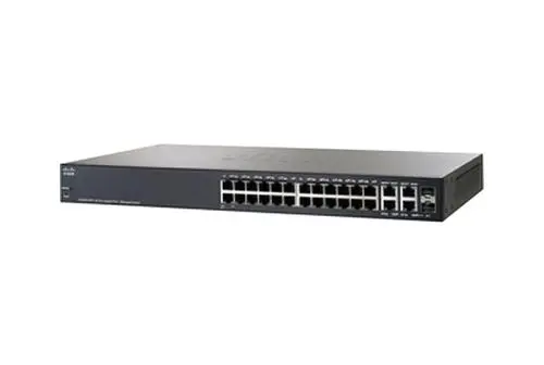 SG300-28PP-K9NA-RF Cisco Small Business 300 Series SG300-28PP 26 x Ports (24 x Ports PoE+) 10/100/1000Base-T + 2 x Ports Combo SFP (mini-GBIC) Rack-Mountable 1U Layer 3 Managed Gigabit Ethernet Network Switch