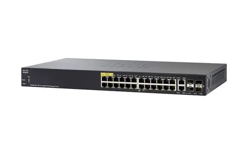 SG350-28P-K9-AU Cisco Small Business 350 Series SG350-28P 24 x Ports PoE+ 10/100/1000Base-T + 2 x Ports Copper Combo SFP + 2 x Ports SFP Rack-Mountable Layer 3 Managed Gigabit Ethernet Network Switch