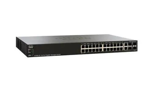 SG350-28-K9-AR Cisco Small Business 350 Series SG350-28 24 x Ports 10/100/1000Base-T + 2 x Ports Copper Combo SFP + 2 x Ports SFP Rack-Mountable Layer 3 Managed Gigabit Ethernet Network Switch