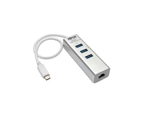 U460-003-3A1G Tripp Lite Portable USB 3.1 Gen 1 Gigabit Ethernet Adapter with 3-Port Hub, USB Type-C (USB-C) Cable Aluminum
