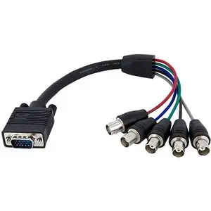 VGABNCMF1 StarTech 1ft Coax HD15 VGA to 5 BNC RGBHV Monitor Cable M/F