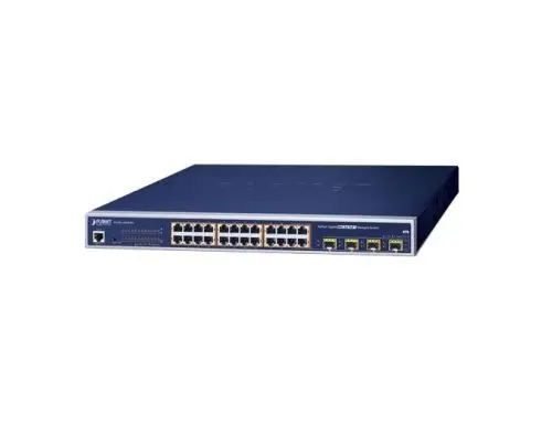 WGSW-24040HP4 Planet 24 x Ports PoE+ 10/100/1000Base-T + 4 x Ports RJ-45/SFP Combo Layer 2 Managed 1U Rack-Mountable Gigabit Ethernet Network Switch